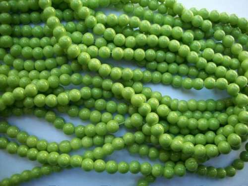Glass Beads, Plain, Round, Green, 6mm, ±70pc