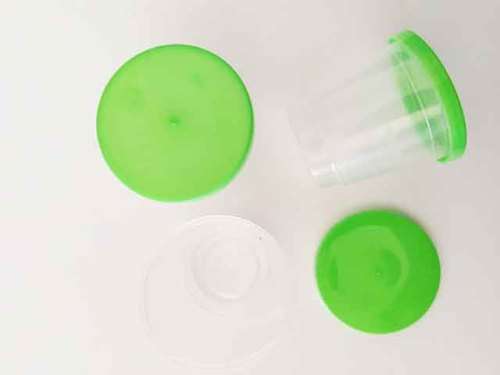 Container With Lid, Plastic, Clear With Green Lid, 40mm x 37mm, 1pc