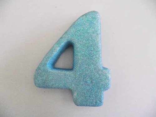 Polistyrene Number 4, Blue With Glitter, ±100mm x 20mm, 1pc