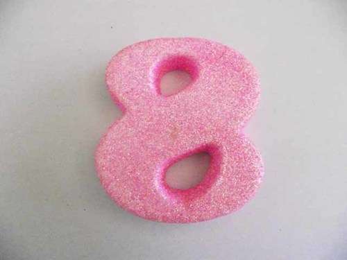 Polistyrene Number 8, Pink With Glitter, ±100mm x 20mm, 1pc
