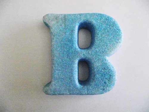 Polistyrene Letter B, Blue With Glitter, ±100mm x 20mm, 1pc