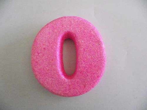 Polistyrene Letter O, Pink  With Glitter, ±100mm x 20mm, 1pc