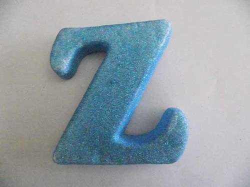 Polistyrene Letter Z, Blue With Glitter, ±100mm x 20mm, 1pc