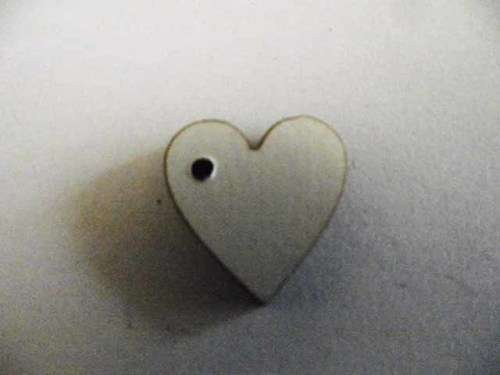Charms, Heart, Wood, White, 20mm, 2pc