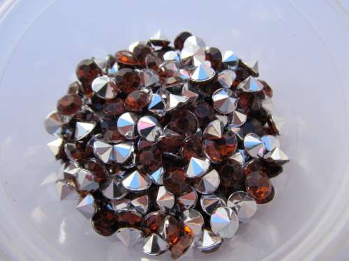 Rhinestones, Pointed, Brown, 6mm, ±75pc