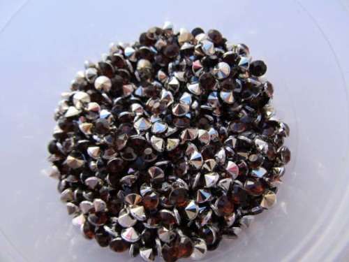 Rhinestones, Pointed, Brown, 4mm, ±100pc