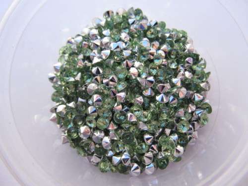 Rhinestones, Pointed, Green, 4mm, ±100pc