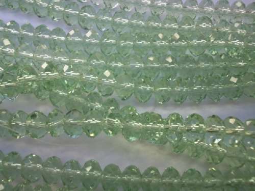 Chinese Crystal Beads, Glass, Rondelle, Green, 7mm x 10mm, ±35pc