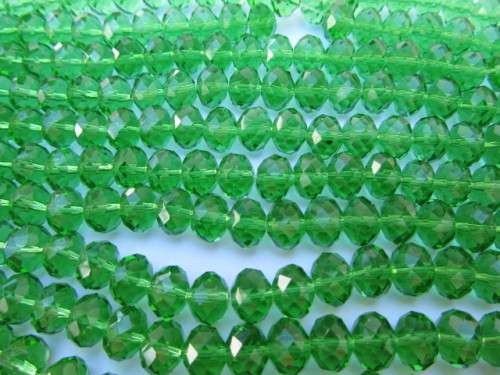 Chinese Crystal Beads, Glass, Rondelle, Green, 7mm x 10mm, ±35pc