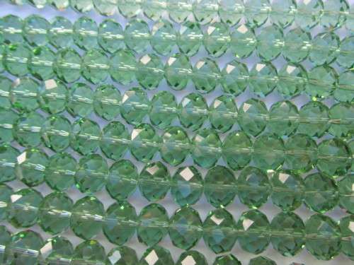 Chinese Crystal Beads, Glass, Rondelle, Green, 11mm x 14mm, 10pc