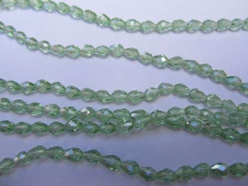 Chinese Crystal Beads, Glass, Teardrop, Green, 6mm x 4mm, 20pc