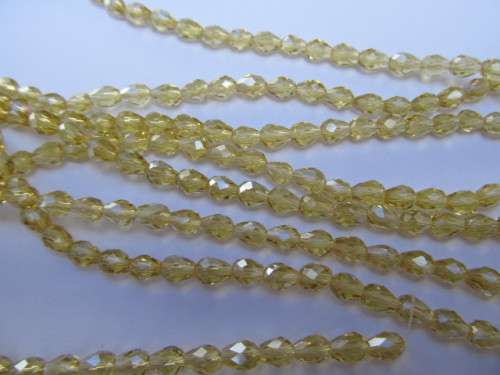 Chinese Crystal Beads, Glass, Teardrop, Yellow, 6mm x 4mm, 20pc