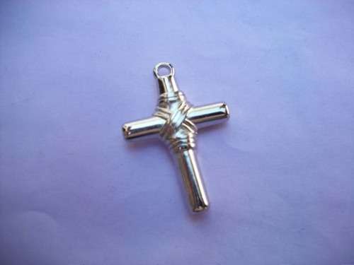 Pendant, Cross, Acrylic, Nickel, Rhodium Plated, 40mm x 28mm, 1pc