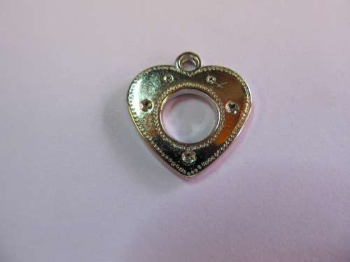 Pendant, Heart, Rhodium Plated, Nickel Colour, 27mm, 1pc
