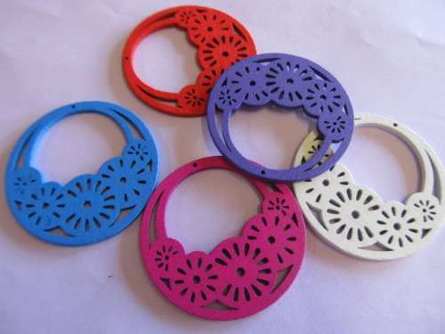 Pendant, Wood, Round, Random Colour, 49mm, 1pc