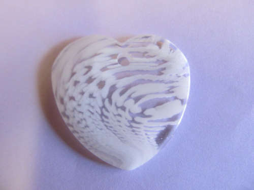 Pendant, Heart, Acrylic, White, 34mm x 35mm, 1pc