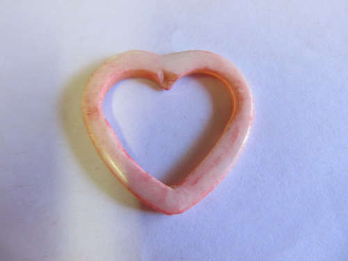 Pendant, Shell, Heart, Pink, 31mm, 1pc