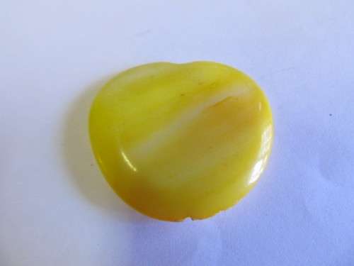Pendant, Shell, Heart, Yellow, 32mm, 1pc