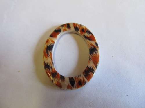 Pendant, Shell, Oval, Autumn Colours, Hole Top To Bottom, 40mm x 30mm, 1pc