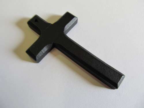 Pendant, Wood, Cross, Black, 84mm x 49mm, 1pc