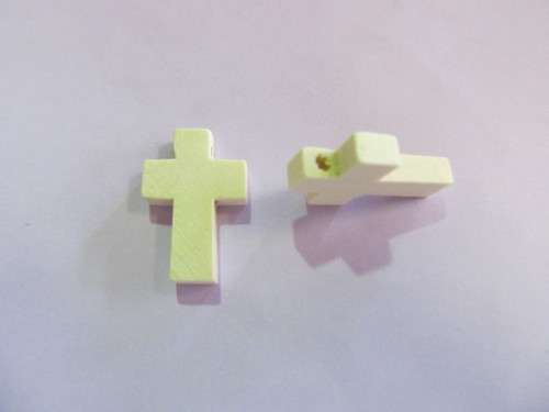 Pendant, Wood, Cross, Light Wood, 22mm x 15mm, 1pc