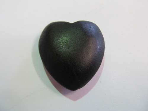 Pendant, Wood, Heart, Black,Hole Top To Bottom, 37mm, 1pc