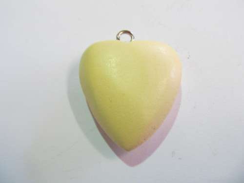 Pendant, Wood, Heart, Yellow, 40mm, 1pc