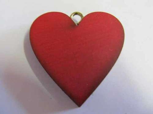 Pendant, Wood, Heart, Red, 41mm, 1pc
