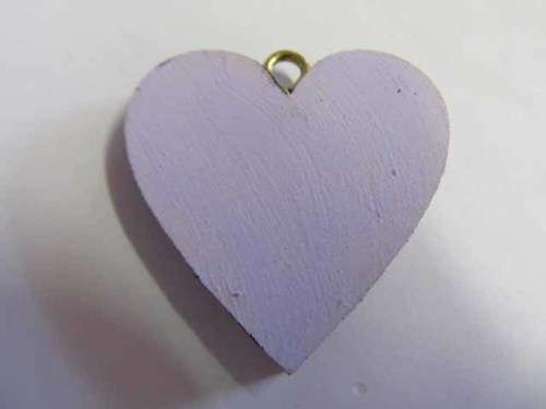 Pendant, Wood, Heart, Lilac, 41mm, 1pc