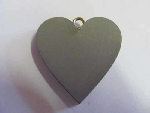 Pendant, Wood, Heart, Grey, 41mm, 1pc
