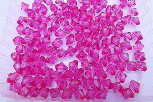 Beading and Jewellery Making, Acrylic Beads, Bicone, Cerise Pink, 10mm, ±20pc