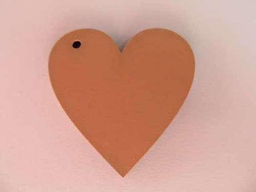 Pendant, Wood, Heart, Nude Colour, 40mm, 1pc