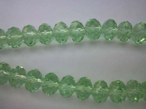 Chinese Crystal Beads, Glass, Rondelle, Green, 7mm x 10mm, ±35pc