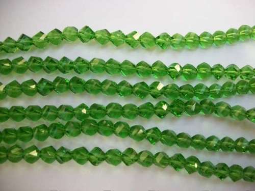 Chinese Crystal Beads, Glass, Uneven Cut, Green, 7mm, ±22pc