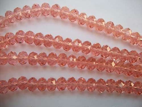 Chinese Crystal Beads, Glass, Rondelle, Pink, 8mm x 12mm, 25pc