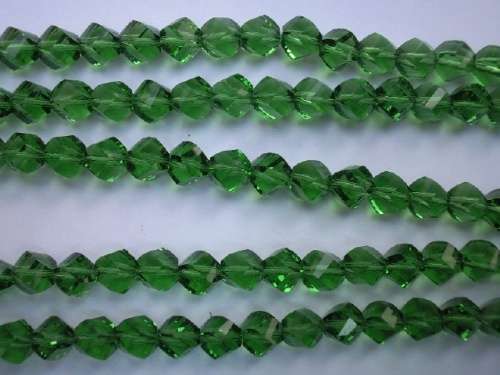 Chinese Crystal Beads, Glass, Uneven Cut, Green, 10mm, 14pc