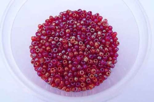 Glass Beads, Seedbeads, Red Metallic, 12gr, 8/0