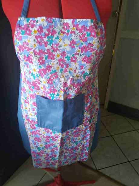 Apron, Handmade, Polycotton, Pink And Blue, One Size Fits Alls, 1pc