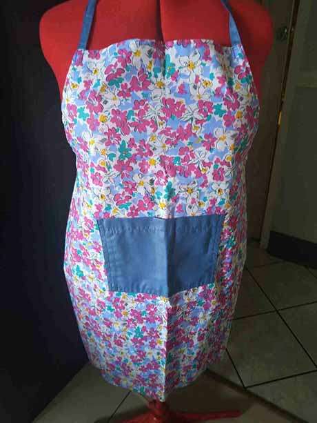 Apron, Handmade, Polycotton, Pink And Blue, One Size Fits Alls, 1pc