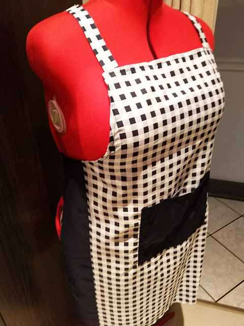 Apron, Handmade, Polycotton, Navy And White, One Size Fits Alls, 1pc