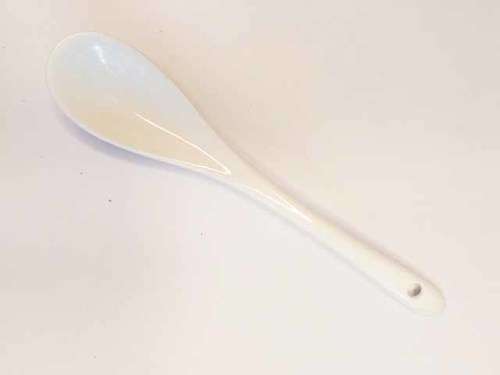 Condiment Spoon, Glass, White, 1pc