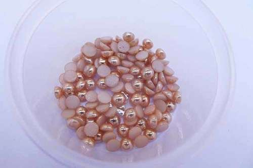 Rhinestones, Pearl Round, Half Round, Shiny Peach, 6mm, ±50pc