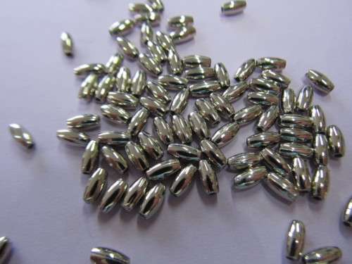Metal Beads, Acrylic Rhodium Plated, Oval, 6mm x 3mm, ±50pc, 1.2gr