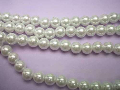 Glass Pearls, White, 8mm, ±50pc