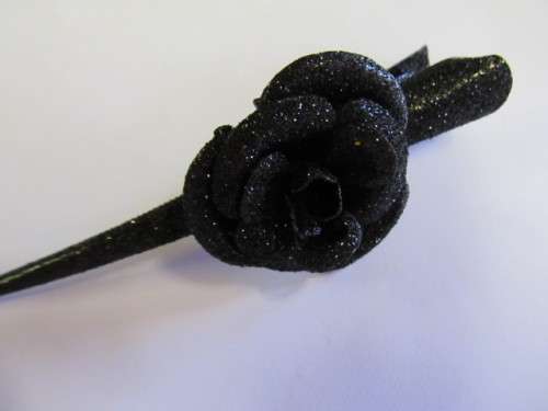 Hair Clip, Black Rose Design, 1pc