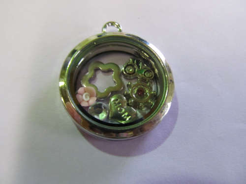 Pendant, Locket With Charms, Nickel, 35mm, 1pc