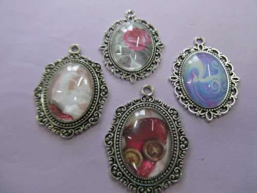 Pendant, Oval, Random Colours, 40mm, 1pc