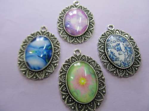 Pendant, Oval, Random Colours, 41mm, 1pc