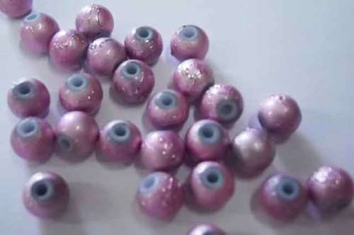 Glass Beads, Splashed, Round, Purple, 8mm, ±50pc