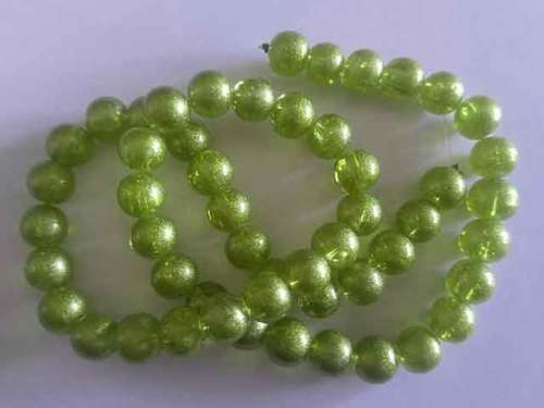 Glass Beads, Fancy, Round, Lime Green With Shimmer, 8mm, ±50pc